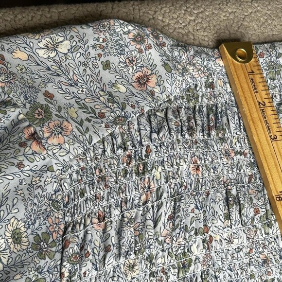 Rose + Olive Blouse Womens 3X Blue Floral Smocked Button Front 3/4 Sleeve Boho - Picture 12 of 13